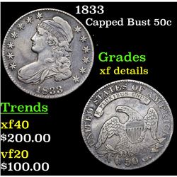 1833 Capped Bust Half Dollar 50c Grades xf details