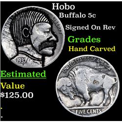 Hobo Buffalo Nickel 5c Grades Hand Carved
