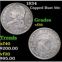 1834 Capped Bust Half Dollar 50c Grades vf++
