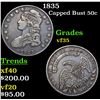 1835 Capped Bust Half Dollar 50c Grades vf++