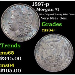 1897-p Morgan Dollar $1 Grades Choice+ Unc