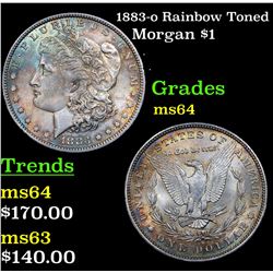 1883-o Rainbow Toned Morgan Dollar $1 Grades Choice Unc