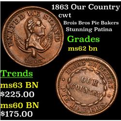 1863 Our Country Civil War Token 1c Grades Select Unc BN