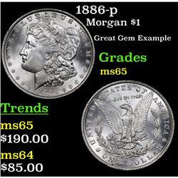1886-p Morgan Dollar $1 Grades GEM Unc
