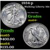 Image 1 : 1934-p Walking Liberty Half Dollar 50c Grades Choice+ Unc