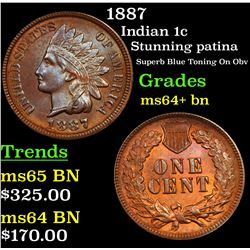 1887 Indian Cent 1c Grades Choice+ Unc BN