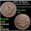 Image 1 : 1817 15 Stars Coronet Head Large Cent 1c Grades f+