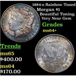 1884-o Rainbow Toned Morgan Dollar $1 Grades Choice+ Unc