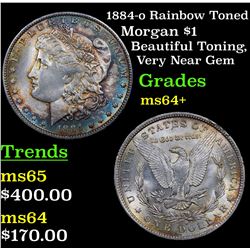 1884-o Rainbow Toned Morgan Dollar $1 Grades Choice+ Unc