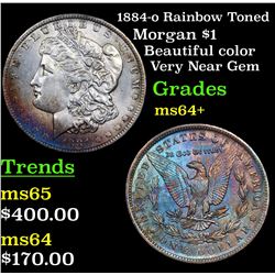 1884-o Rainbow Toned Morgan Dollar $1 Grades Choice+ Unc