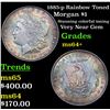 1885-p Rainbow Toned Morgan Dollar $1 Grades Choice+ Unc