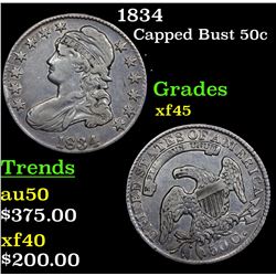1834 Capped Bust Half Dollar 50c Grades xf+