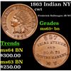 Image 1 : 1863 Indian NY Civil War Token 1c Grades Select+ Unc BN