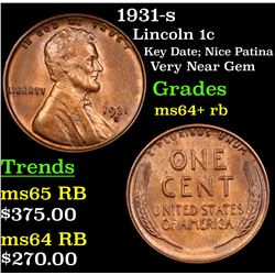 1931-s Lincoln Cent 1c Grades Choice+ Unc RB