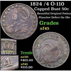 1824 /4 O-110 Capped Bust Half Dollar 50c Grades xf+