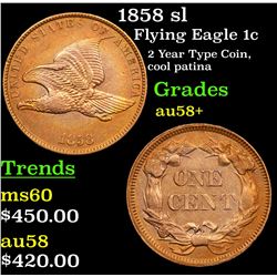 1858 sl Flying Eagle Cent 1c Grades Choice AU/BU Slider+