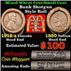 Image 1 : Mixed small cents 1c orig shotgun roll, 1919-s Wheat Cent, 1880 Indian Cent other end