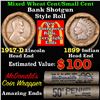 Image 1 : Mixed small cents 1c orig shotgun roll, 1917-d Wheat Cent, 1899 Indian Cent other end