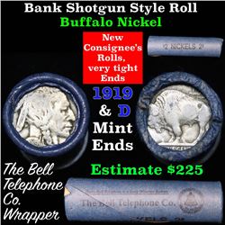 Buffalo Nickel Shotgun Roll in Old Bank Style 'Bell Telephone'  Wrapper 1919 & d Mint Ends