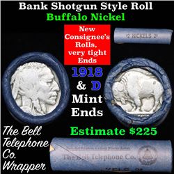 Buffalo Nickel Shotgun Roll in Old Bank Style 'Bell Telephone'  Wrapper 1918 & d Mint Ends