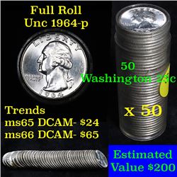 1964-p Washington Quarter 25c roll, 40 pieces