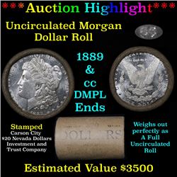***Auction Highlight*** 1889 & CC Uncirculated Morgan Dollar Shotgun Roll DMPL reverse (fc)