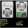 Image 1 : NGC 1923-p Peace Dollar $1 Graded ms63 By NGC