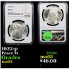 Image 1 : NGC 1922-p Peace Dollar $1 Graded ms63 By NGC