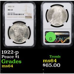 1922-p Peace Dollar $1 Graded ms64 By NGC
