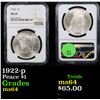 Image 1 : 1922-p Peace Dollar $1 Graded ms64 By NGC