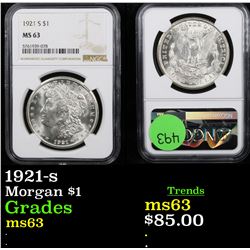 NGC 1921-s Morgan Dollar $1 Graded ms63 By NGC