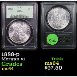 PCGS 1888-p Morgan Dollar $1 Graded ms64 By PCGS