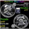 Image 1 : ***Auction Highlight*** 1953 Franklin Half Dollar 50c Graded GEM++ Proof By USCG (fc)