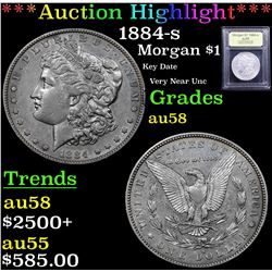 ***Auction Highlight*** 1884-s Morgan Dollar $1 Graded Choice AU/BU Slider By USCG (fc)