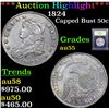 Image 1 : ***Auction Highlight*** 1824 Capped Bust Half Dollar 50c Graded Choice AU By USCG (fc)