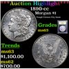 Image 1 : ***Auction Highlight*** 1890-cc Morgan Dollar $1 Graded Select Unc By USCG (fc)