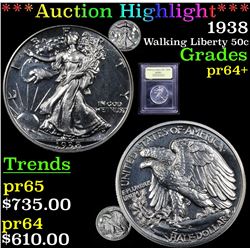 ***Auction Highlight*** 1938 Walking Liberty Half Dollar 50c Graded Choice+ Proof By USCG (fc)