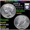 Image 1 : ***Auction Highlight*** 1934-p Peace Dollar $1 Graded Choice+ Unc By USCG (fc)