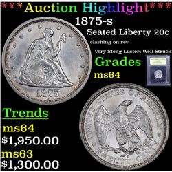 ***Auction Highlight*** 1875-s Twenty Cent Piece 20c Graded Choice Unc By USCG (fc)