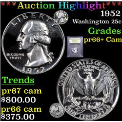 ***Auction Highlight*** 1952 Washington Quarter 25c Graded GEM++ Proof Cameo By USCG (fc)