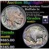 Image 1 : ***Auction Highlight*** 1916-p Rainbow Toned Buffalo Nickel 5c Graded GEM+ Unc By USCG (fc)