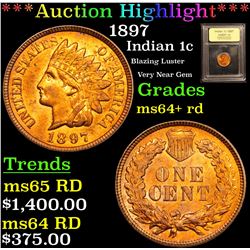 ***Auction Highlight*** 1897 Indian Cent 1c Graded Choice+ Unc RD By USCG (fc)