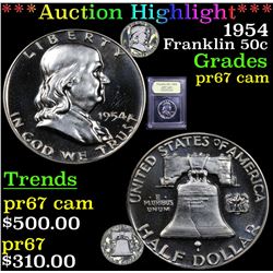 ***Auction Highlight*** 1954 Franklin Half Dollar 50c Graded GEM++ Proof Cameo By USCG (fc)