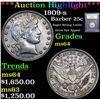 Image 1 : ***Auction Highlight*** 1909-s Barber Quarter 25c Graded Choice Unc By USCG (fc)
