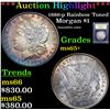 Image 1 : ***Auction Highlight*** 1886-p Rainbow Toned Morgan Dollar $1 Graded GEM+ Unc By USCG (fc)