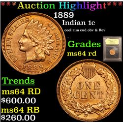 ***Auction Highlight*** 1889 Indian Cent 1c Graded Choice Unc RD By USCG (fc)