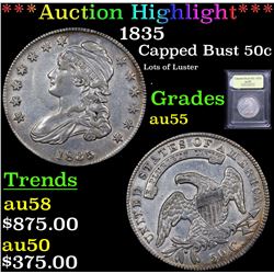 ***Auction Highlight*** 1835 Capped Bust Half Dollar 50c Graded Choice AU By USCG (fc)