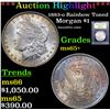 Image 1 : ***Auction Highlight*** 1883-o Rainbow Toned Morgan Dollar $1 Graded GEM+ Unc By USCG (fc)