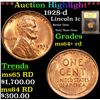Image 1 : ***Auction Highlight*** 1928-d Lincoln Cent 1c Graded Choice+ Unc RD By USCG (fc)
