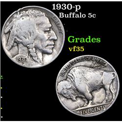 1930-p Buffalo Nickel 5c Grades vf++